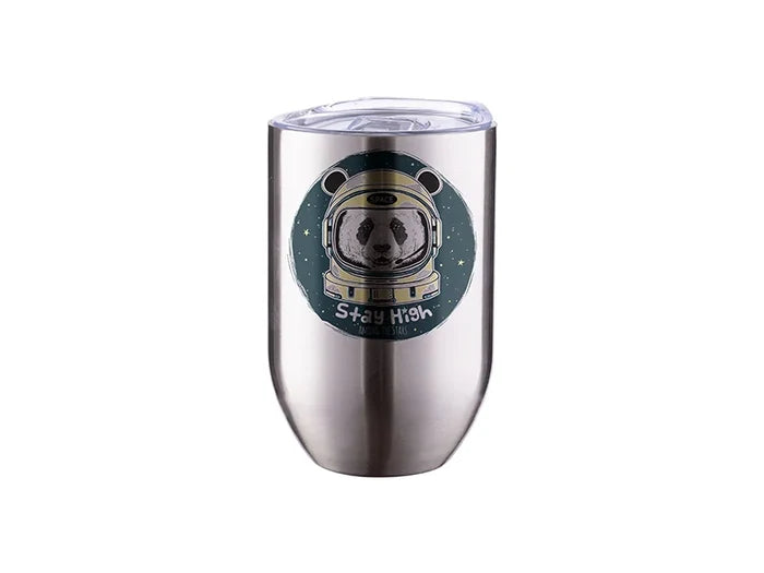 12oz/360ml Subliation Blanks Straight Stainless Steel Stemless Wine Glass(Silver)