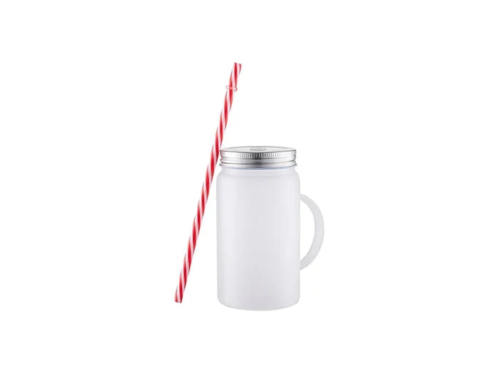 17oz/500ml Sublimation Blanks Mason Jar w/ Straw (Frosted)