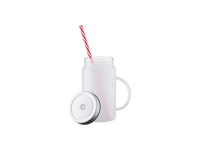17oz/500ml Sublimation Blanks Mason Jar w/ Straw (Frosted)
