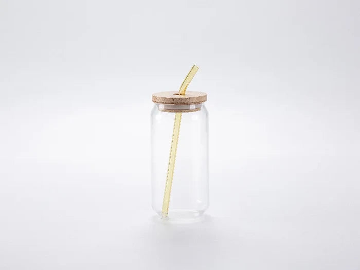 20cm Curved Yellow Glass Straw