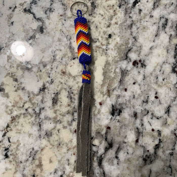 Beaded n leather keychain 5