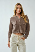 Chic Crocheted Cotton Sweater Shirt Cardigan
