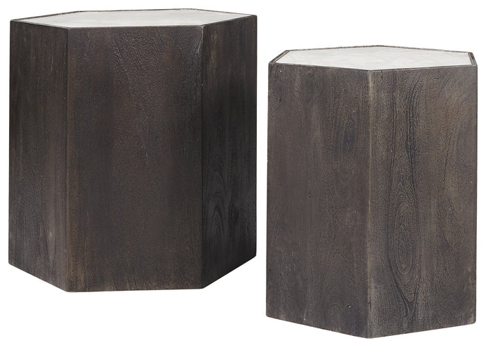 Nanfield A4000253 WhiteGray Accent Table Set 2CN
