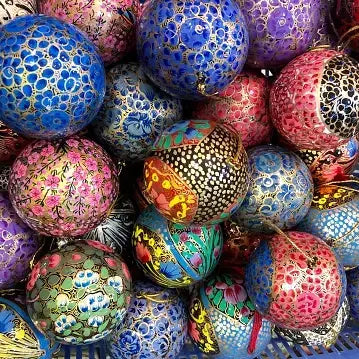 Papier-Mache Ball Ornament 3"