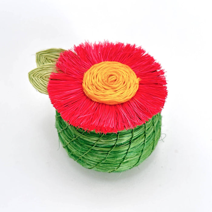 Pink Sunflower Lidded Tiny Basket