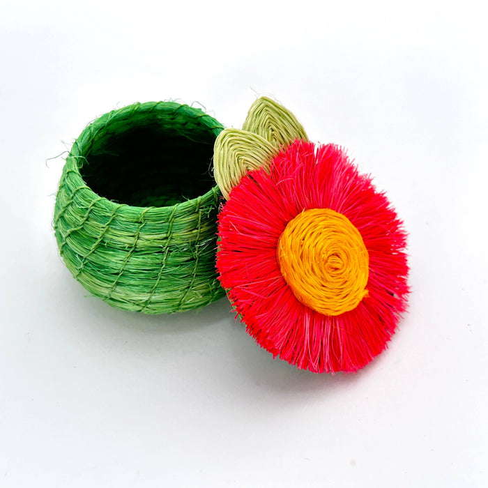 Pink Sunflower Lidded Tiny Basket
