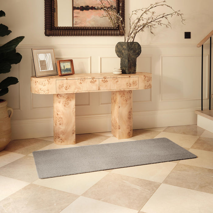 Sense Ghost Grey Washable Runner- a 100% recycled polyester runner in a solid light grey colour.