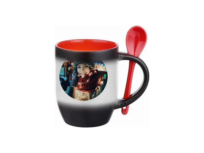 Sublimation 11oz Changing Color Spoon Mug (Red)