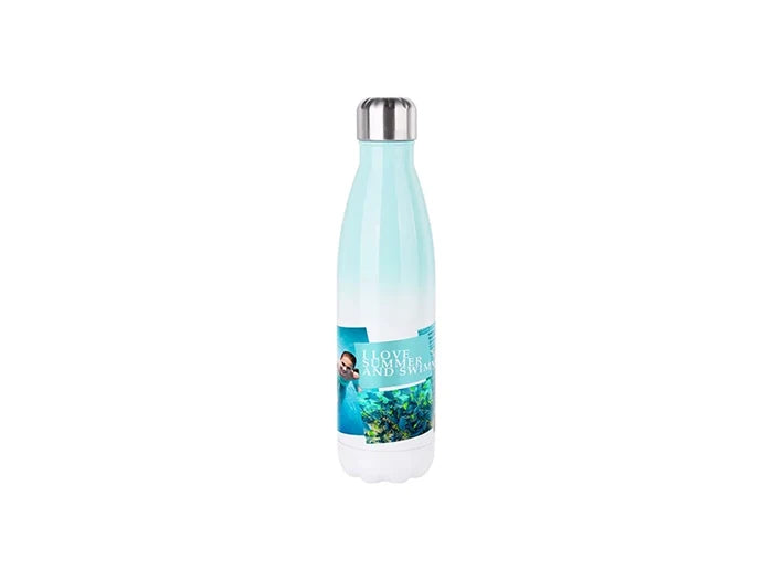 Sublimation 17oz/500ml Stainless Steel Cola Shaped Bottle (Gradient Color White&Green)