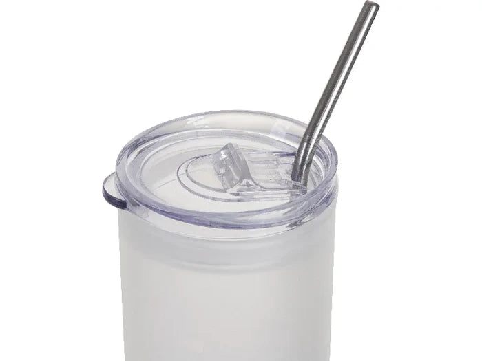 Sublimation Blanks 25oz/750ml Glass Skinny Tumbler with Plastic Straw&Lid (Frosted, Gradient Dark Blue)